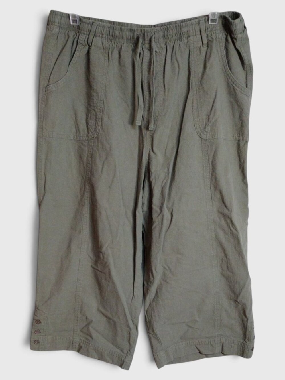 Karen Scott Olive Green Wide-Leg Drawstring Pants Size XLarge